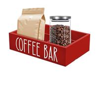 Organisateur De Station De Café, 30x20x5cm Rangement Cafe En Bois, Support 4 Compartiments Pour Sucre Thé Café Touillette Cuillère Serviette Dosette Gobelet, Pour Maison, Bureau, Salle À Manger