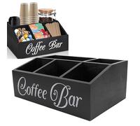 Organisateur de Station de café, 5 Compartiments en Bois, Support de Dosettes de café, Panier de Rangement, Organisateur de Stockage de Condiments de café, de thé, pour Comptoir
