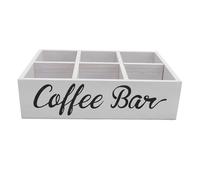 Organisateur de Station de Café avec Diviseur Boîte de Rangement en Bois Accessoires de Bar à Café Support de Sachets de Thé et Dosettes pour Comptoir Ferme (White)