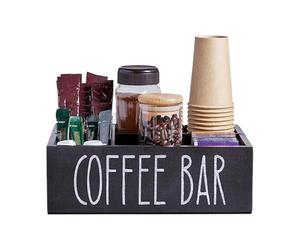 Organisateur de station de café - Plateau de construction en bambou, organisateur de support à condiments, support de bouteille de sirop, bac à collation en bâtonnet | Tiroir empilable de dosette de c