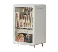 Organisateur de stockage cosmétique Armoire de rangement de maquillage en bois massif, présentoir de rangement for cosmétiques avec portes et tiroirs, vitrine élégante et anti-poussière, adaptée au co