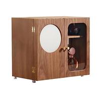 Organisateur de stockage cosmétique Boîte de rangement de maquillage en bois, armoire à bijoux, support de rangement cosmétique de grande capacité avec miroir et tiroirs, organisateur de bijoux avec c