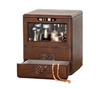 Organisateur de stockage cosmétique Boîte de rangement de maquillage en bois massif avec couvercle rabattable et miroir, organisateurs de soins de la peau avec tiroir, organisateur de maquillage anti-