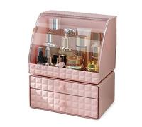 Organisateur de stockage cosmétique Organisateur cosmétique multifonction de luxe léger avec tiroirs, boîte de rangement de maquillage, produits de soins de la peau anti-poussière, étui de rangement d