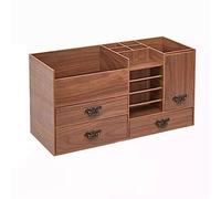Organisateur de stockage cosmétique Organisateur de maquillage en bois de grande capacité, avec 3 tiroirs de maquillage et armoire, miroir intérieur, boîte à mouchoirs, support de rouges à lèvres, for