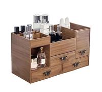Organisateur de stockage cosmétique Organiseur de maquillage en bois avec tiroirs et miroir, rangement multifonction for cosmétiques, bijoux, coiffeuse, soins de la peau, rouge à lèvres, étagère de fi