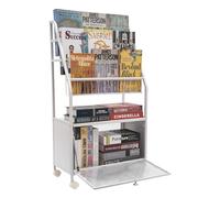 Organisateur de stockage de bibliothèque de bibliothèque 4 niveaux étagère avec armoire Poulley Metal and PP Biblic-Book Book Storage Organizer Rack pour Home Homeschool Classroom (55 * 28 * 98cm)