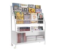 Organisateur de stockage de bibliothèque de bibliothèque 4 niveaux étagère avec armoire Poulley Metal and PP Biblic-Book Book Storage Organizer Rack pour Home Homeschool Classroom (55 * 28 * 98cm)