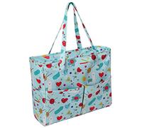 Organisateur de stockage de fils, sac de crochet, sac de rangement de fils, tissu Oxford, motif bleu, grande capacité, organisateur de laine, outils de couture