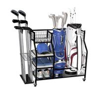 Organisateur De Stockage De Golf pour Garage - Support Très Robust pour Équipement De Golf,Stockage Extra Large avec roulettes pour | pour Rangement Maison sous-Sol Abri Accessoires Balls et