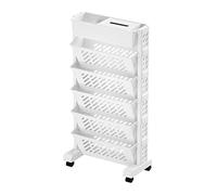 Organisateur de Stockage de Livres Amovible Chariot de Bibliothèque Mobile avec Étagères à roulettes pour Livres (6 Couches)