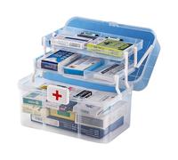 Organisateur De Stockage De Médecine, Armoire De Médecine De Rangement De Pilules À 3 Couches, Étui De Médecine Avec Poignée Et Boucle, Organisateur De Cas De Kit De Médecine Familiale Pour Camping, É