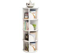 Organisateur De Stockage Rotatif à 360 Degrés pour 2/3 4 Niveaux Haut Moderne Livre pour Chambre à Coucher, White, 40 * 40 * 128cm