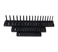 Organisateur de support de douille noir ensemble de rangement multifonctionnel 3 pièces 1/4in 3/8in 1/2in boîte à outils plateau de douilles pour le stockage d'outils de