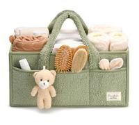 Organisateur de table à langer - ULISEM - Revêtement sherpa - Compartiments amovibles - Charme ours en peluche