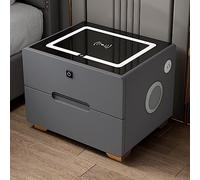 Organisateur de Table de Chevet LED Intelligent avec Chargement sans Fil USB Verrouillage d’Empreintes digitales Haut-Parleur Bluetooth Table d’appoint L à Trois Couleurs pour Groupe de salo