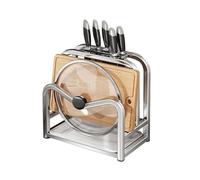 Organisateur de Table de Cuisine multifonctionnelle avec Planche à découper, égouttoir à Couteaux en Acier Inoxydable, Support pour couvercles de casseroles, Bloc à Couteaux avec b