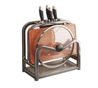 Organisateur de Table de Cuisine multifonctionnelle avec Planche à découper, égouttoir à Couteaux en Acier Inoxydable, Support pour couvercles de casseroles, Bloc à Couteaux avec b