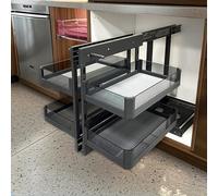 Organisateur de tirage de cabinet d'angle aveugle,Organisateur de cabinet de cuisine de 2 niveaux,Organisateur de cabinet coulissant Stockage complet pour cuisine à domicile 800mm