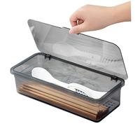 Organisateur de tiroir avec couvercle, organisateur d'argenterie avec couvercle Boîte de rangement transparent en argent-argent avec drainage Organisateur de couverts PP empilable pour la maison
