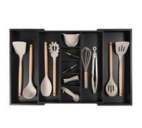 Organisateur de tiroir de cuisine rglable KitchenedGE pour ustensiles et ordures extensible 33 pouces de large 9 compartiments 100% bambou