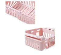 Organisateur de Tiroir de Réfrigérateur avec Design Rétractable (Rose | Trous respirants pour la ventilation, Installation facile, Rangement peu encombrant