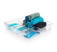 Organisateur de tiroir transparent - VILDE - 31x31x5,5 cm - 4 compartiments - Résistant -40°C à +50°C