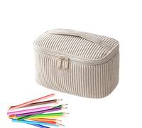 Organisateur de trousse de maquillage - Avec poignée, pochette à crayons zippée - Trousse de toilette de voyage, étui à stylos | Pour femmes filles maison école bureau extérieur papeterie rouge à lèvr