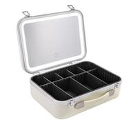 Organisateur de trousse de maquillage - Grande taille - Lumière LED à intensité variable - Valise de voyage portable - Train de maquillage pour le rangement des cosmétiques - Blanc - 34 x 24 x 12 cm