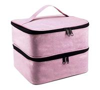 Organisateur de Vernis à Ongles de Rangement de Vernis à Ongles Double Couche 30 Bouteilles de Grande capacité Sac de Rangement en Nylon Multi-Poche Portable Handle de Levage Handle de Maquillage à g