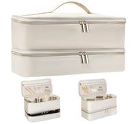 Organisateur de vernis à ongles Double couche 30 bouteilles Bagure de rangement en nylon capacité Multi-poche Portable Handle Handle Makeup Makeup, étui vanité