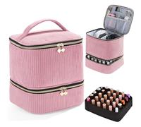 Organisateur de vernis à ongles et étui de lampe à ongles, organisateur de kit d'ongles peut contenir 30 bouteilles (15 ml) et une lampe à ongles, étui de transport pour vernis à ongles avec sections
