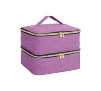 Organisateur de vernis à ongles, sac fourre-tout à Double couche for filles et femmes, Nail Art, huiles essentielles, ensemble cosmétique(Purple)