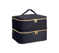 Organisateur de vernis à ongles, sac fourre-tout à Double couche for filles et femmes, Nail Art, huiles essentielles, ensemble cosmétique(Black)