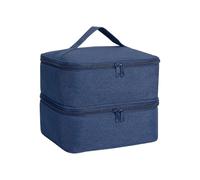 Organisateur de vernis à ongles, sac fourre-tout à Double couche for filles et femmes, Nail Art, huiles essentielles, ensemble cosmétique(Blue)