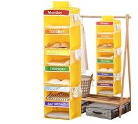 Organisateur de vêtements hebdomadaire : étagères suspendues pliantes, étagère de placard compacte | rangement de séparation de vêtements, unité de 3 poches, planification des tenues organisées pour