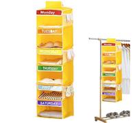 Organisateur de vêtements hebdomadaire pour : compartiments quotidiens d'étiquettes, unité de suspension pliable, trieur d'étagère de placard | Rangement suspendu avec poches latérales pour