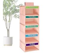 Organisateur de Vêtements Jours de la Semaine - Sac de Rangement de Vêtements à 5 Étagères - Organisateur Vestimentaire pour Jours d'École - pour Chambre d'Maison Placard Garde-robe Adolescent