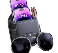 Organisateur de voiture multifonctionnel pour téléphones, porte-cartes de voiture, grille d'aération, porte-stylo de voiture, support de téléphone portable en cuir, pochette pour lunettes de soleil, s