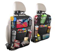 Lrocotanc Organisateur de voiture, pack de 2 Organiseurs de siège en tissu Oxford, idéal pour ranger des jouets, des collations et des gobelets dans la voiture (noir)