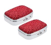 Organisateur de Voyage Rouge à 2 Compartiments, Compact en Métal | Format Rectangle, Lot de 2 Pièces, Finition Scintillante, Usage Extérieur et Déplacement, Protection Humidité