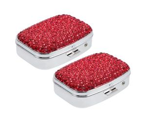 Organisateur de Voyage Rouge à 2 Compartiments, Compact en Métal | Format Rectangle, Lot de 2 Pièces, Finition Scintillante, Usage Extérieur et Déplacement, Protection Humidité