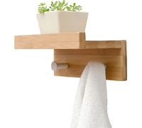 Organisateur d'entrée étagère murale, étagère à crochets en bois avec 2 crochets doubles pour l'entrée salon chambre à coucher, naturel