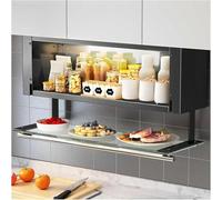 Organisateur d'épices en métal, étagère à épices coulissante, étagère à épices à 2 niveaux, étagère à épices robuste et rabattable, porte en verre transparent, s'ouvre et se ferme librement(Black)