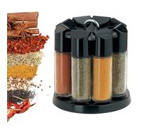 Organisateur D'éPices, éTagèRe à éPices Rotative 360° Avec 8 Pots à éPice Noir Transparent Carrousel éPices Portable éTagèRe à éPice Autonome Pour Le Stockage Des Herbes Et Des 15,8x16,7 Cm