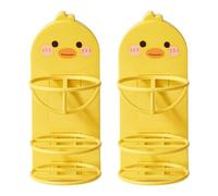 Organisateur D'éponges de Beauté en PP, 2 Pièces, Jaune | Rangement Mural sans Trace, Format Compact, pour Petites Cosmétiques, Gain de Place
