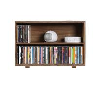 Organisateur d'étagère de DVD Support de Rangement for CD Bureau, vitrine Collection disques Blu-Ray, Armoire à Double Couche, Support rétro en Bois Massif Support de Stockage de CD