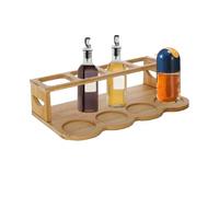 Organisateur d'huile d'olive - Support de bouteille de cuisine en bois à deux niveaux, distributeur de vinaigre, étagère pour vitrine | pour condiments de comptoir pour ustensiles de cuisine
