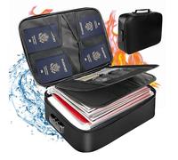 Organisateur Documents Ignifuge, 36*27*10cm Organisateur Documents avec Serrure, Porte-documents ignifuge a Serrure/Double Fermeture Éclair, Boîte Rangement Documents Ignifuge pour Document Important