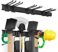 Organisateur d'outils de garage, capacité de charge maximale de 362,9 kg, support mural, cour, jardin, étagère de stockage, organisation, résistant, avec 6 crochets réglables et 3 rails, pour r outil